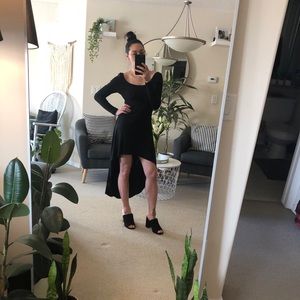 OAK + FORT Asymmetrical Black Long sleeve dress